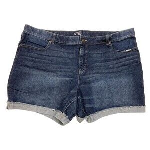 Terra & Sky Denim Jean Shorts Plus Size 26w 48" Dark Blue Denim Pockets Stretch